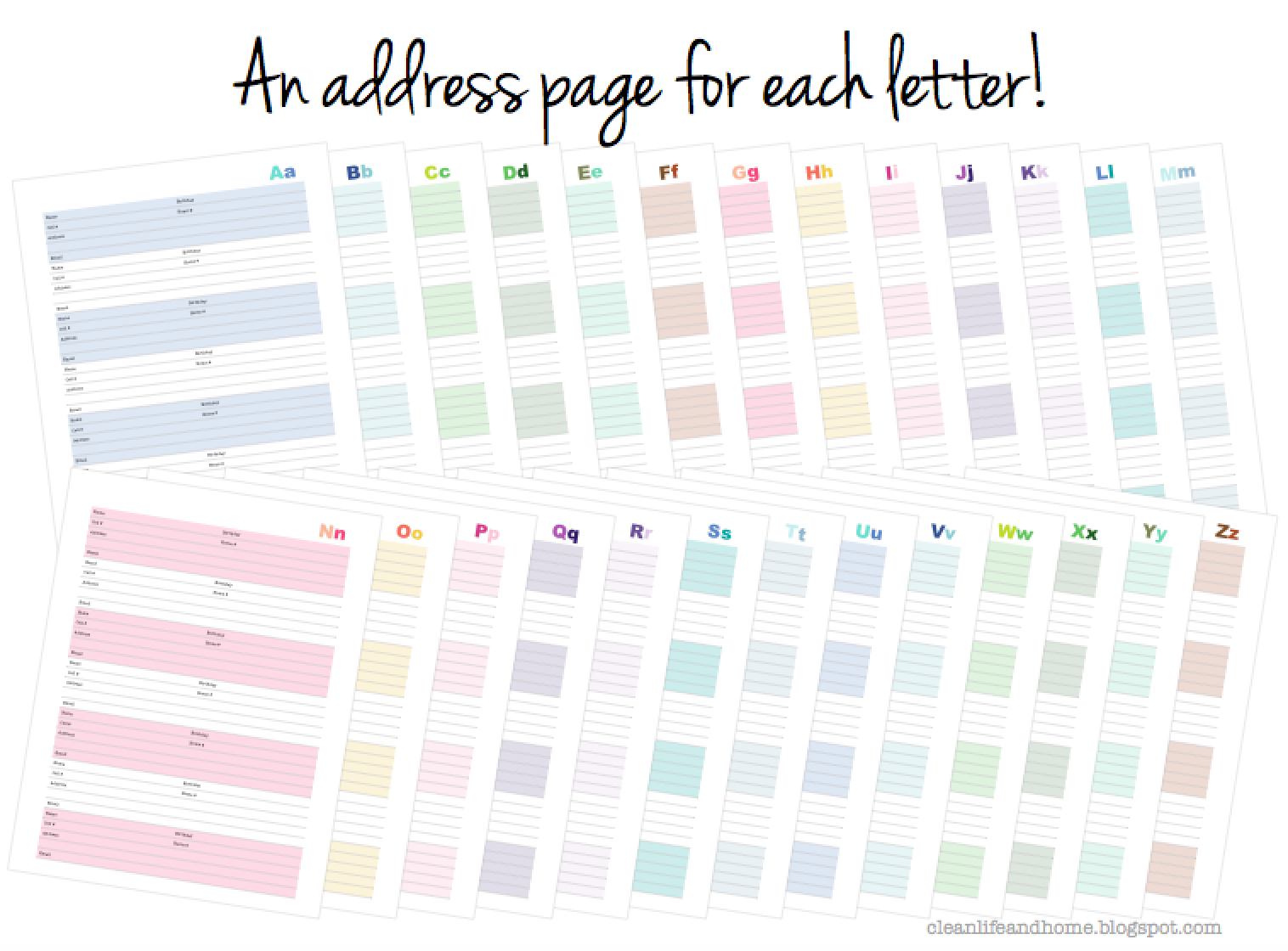 Clean Life And Home: New Printable Address Book With Tabs! Lots Of within Free Printable Address Book Pages