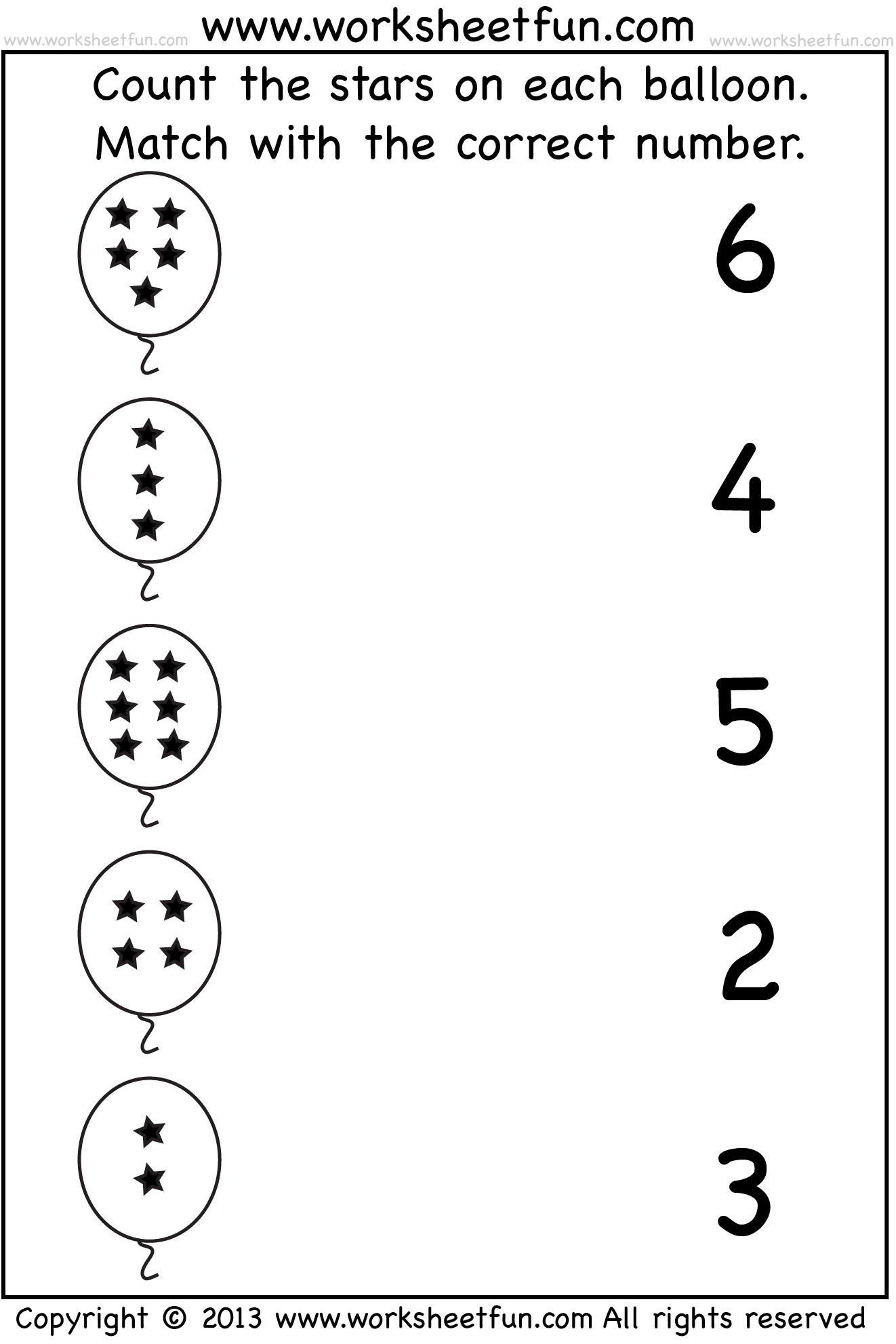 Count And Match U2013 One Worksheet | Free Kindergarten Worksheets throughout Free Pre-K Math Printables