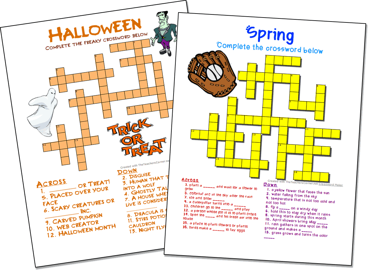 Crossword Puzzle Maker | World Famous From The Teacher&amp;#039;S Corner with regard to Free Make Your Own Crosswords Printable