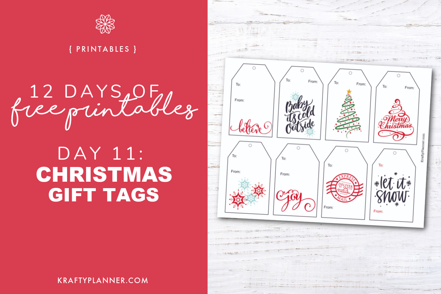 Day 11: Christmas Gift Tags {12 Days Of Free Christmas Printables with Free Printable 12 Days Of Christmas Gift Tags