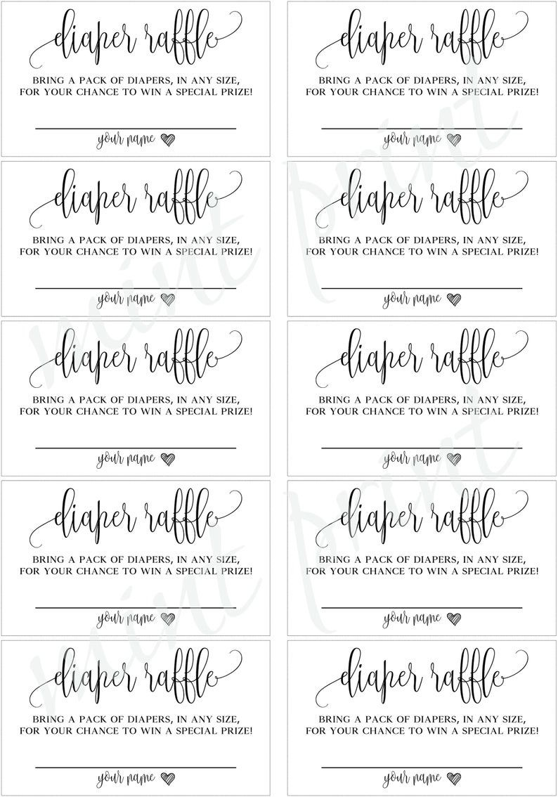 Diaper Raffle Ticket For Baby Shower Invitations, Diaper Raffle for Diaper Raffle Template Free Printable