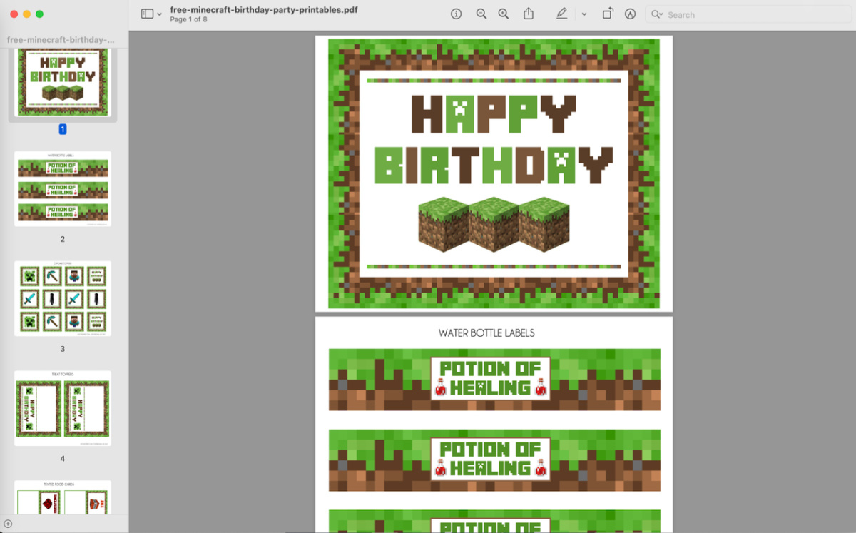 Download These Awesome Free Minecraft Party Printables! | Catch My pertaining to Free Minecraft Party Printables