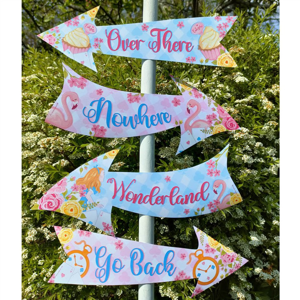 Dreamy Alice In Wonderland Party Signs throughout Alice in Wonderland Signs Free Printable