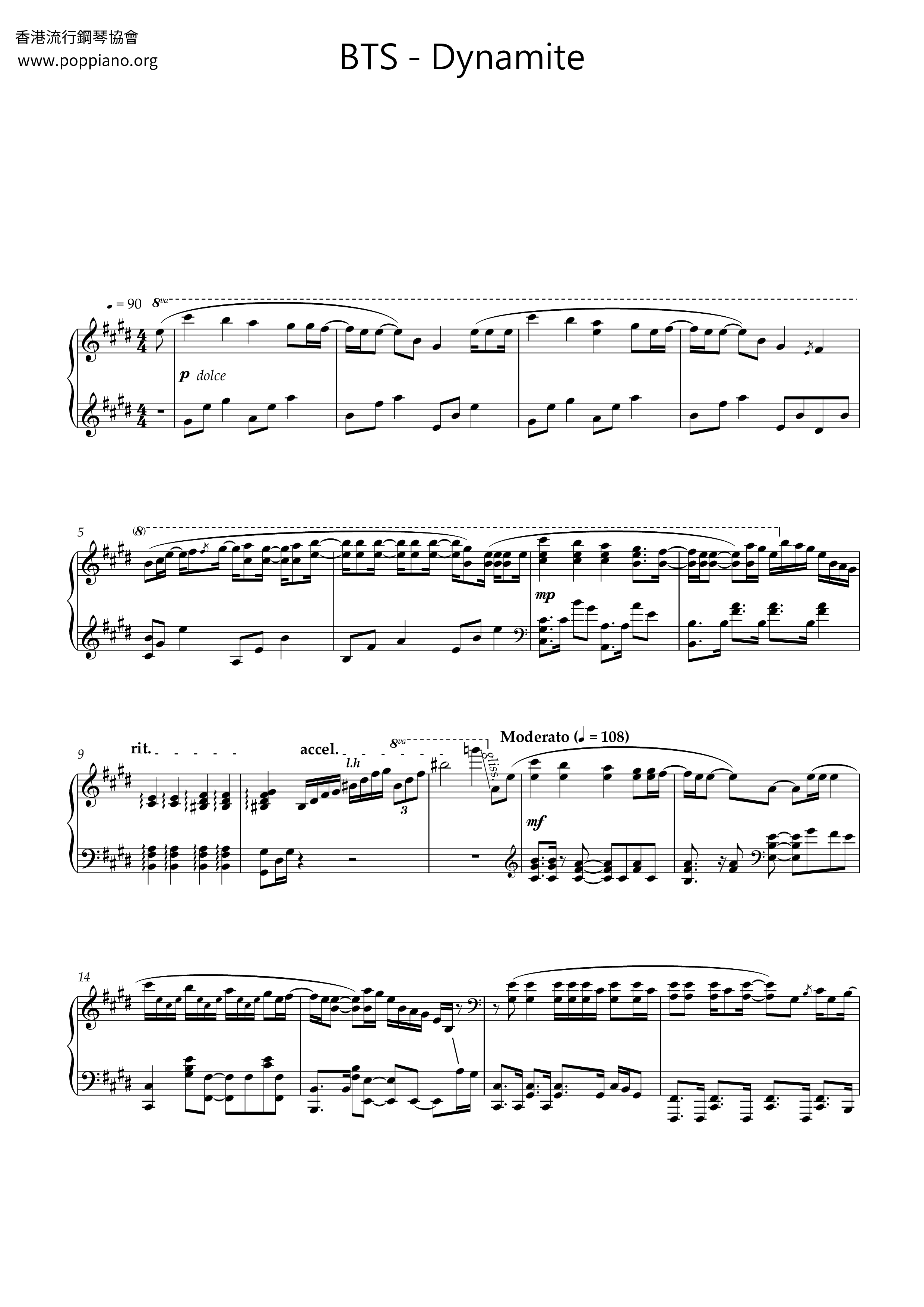 ☆ Bts-Dynamite Sheet Music Pdf, - Free Score Download ☆ with Dynamite Piano Sheet Music Free Printable