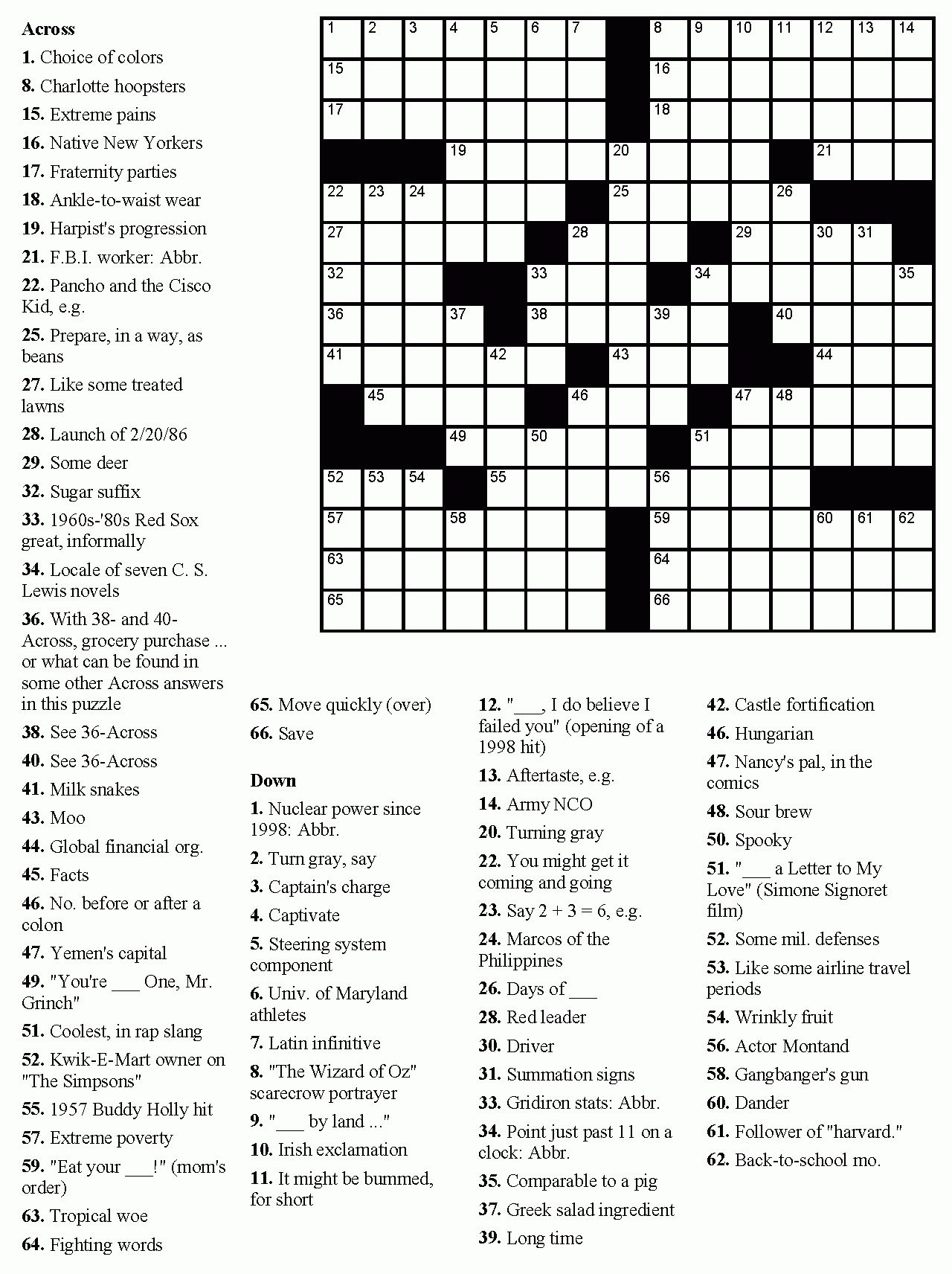 Easy Free Printable Crossword Puzzles regarding Free Online Printable Crossword Puzzles