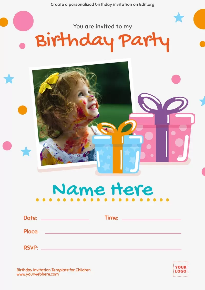 Editable Birthday Invitation Templates regarding Free Printable Birthday Party Invitations With Photo