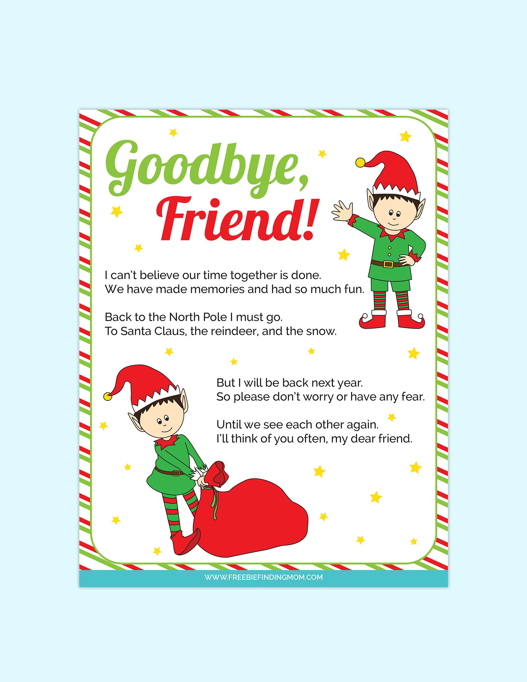 Elf On The Shelf Goodbye Letter Free Printable - Freebie Finding Mom with regard to Elf On A Shelf Goodbye Letter Free Printable