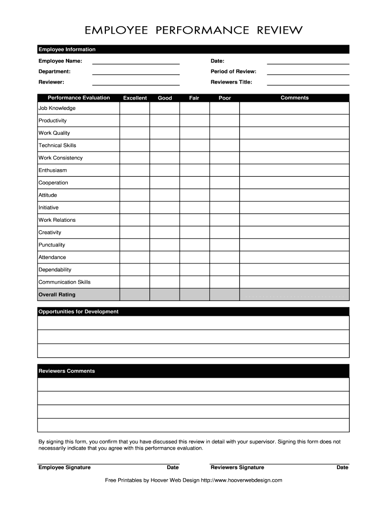 Employee Evaluation Form Pdf - Fill Online, Printable, Fillable in Free Employee Evaluation Forms Printable