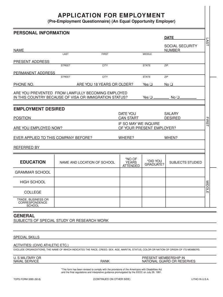 Employment Application Form - Fill Online, Printable, Fillable intended for Application For Employment Form Free Printable