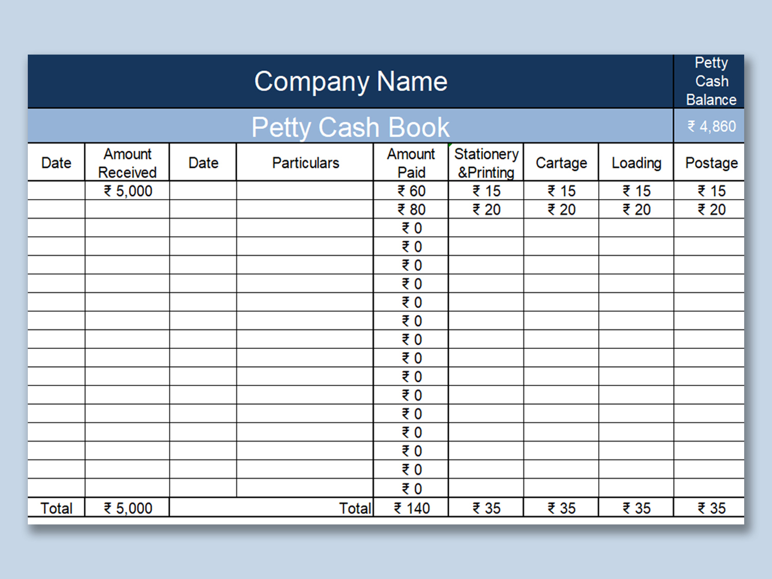 Excel Of Petty Cash Book.xlsx | Wps Free Templates within Free Cash Book Template Printable