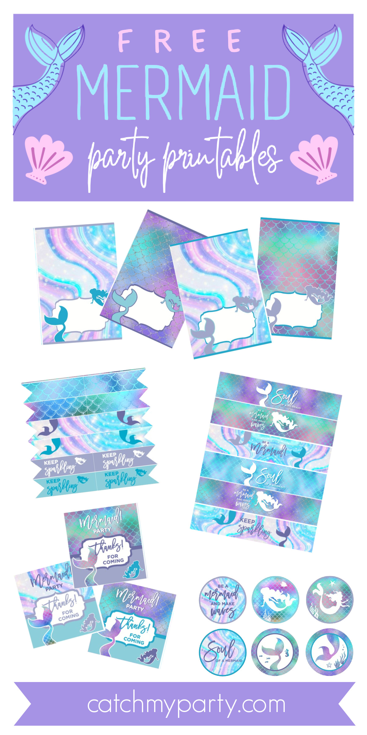 Fabulous Free Mermaid Party Printables! | Catch My Party intended for Free Mermaid Party Printables