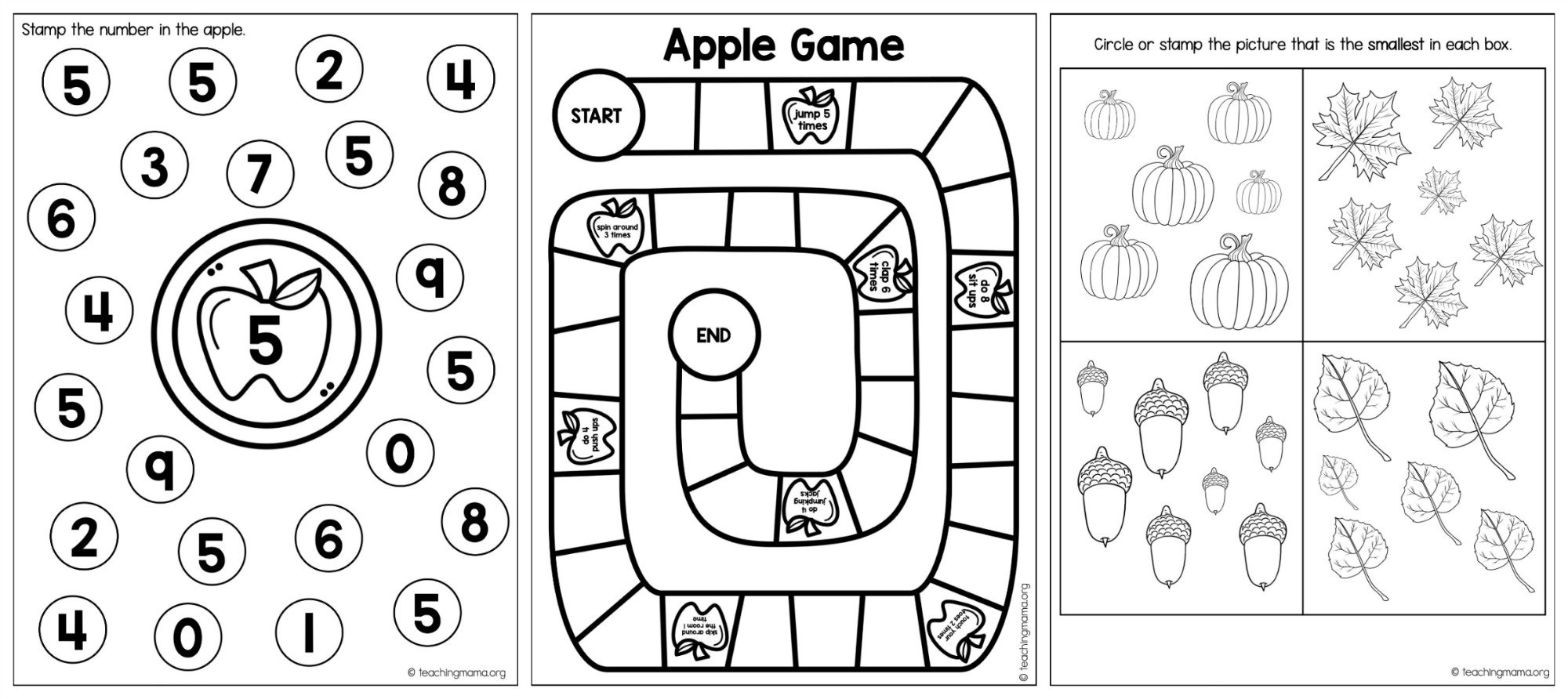 Fall Math Packet For Preschoolers throughout Free Pre-K Math Printables