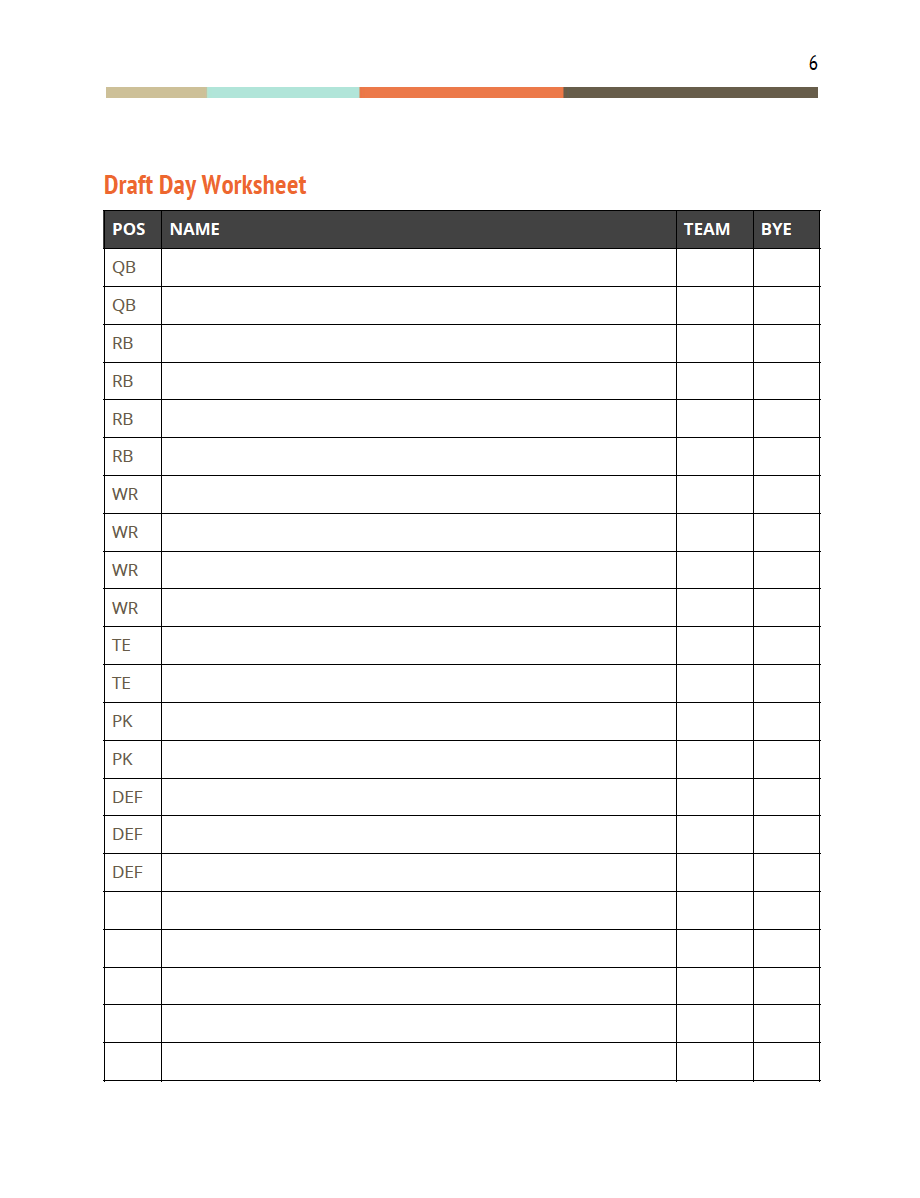 Fantasy Football Draft Packet — Fandraft pertaining to Fantasy Football Draft Sheets Printable Free