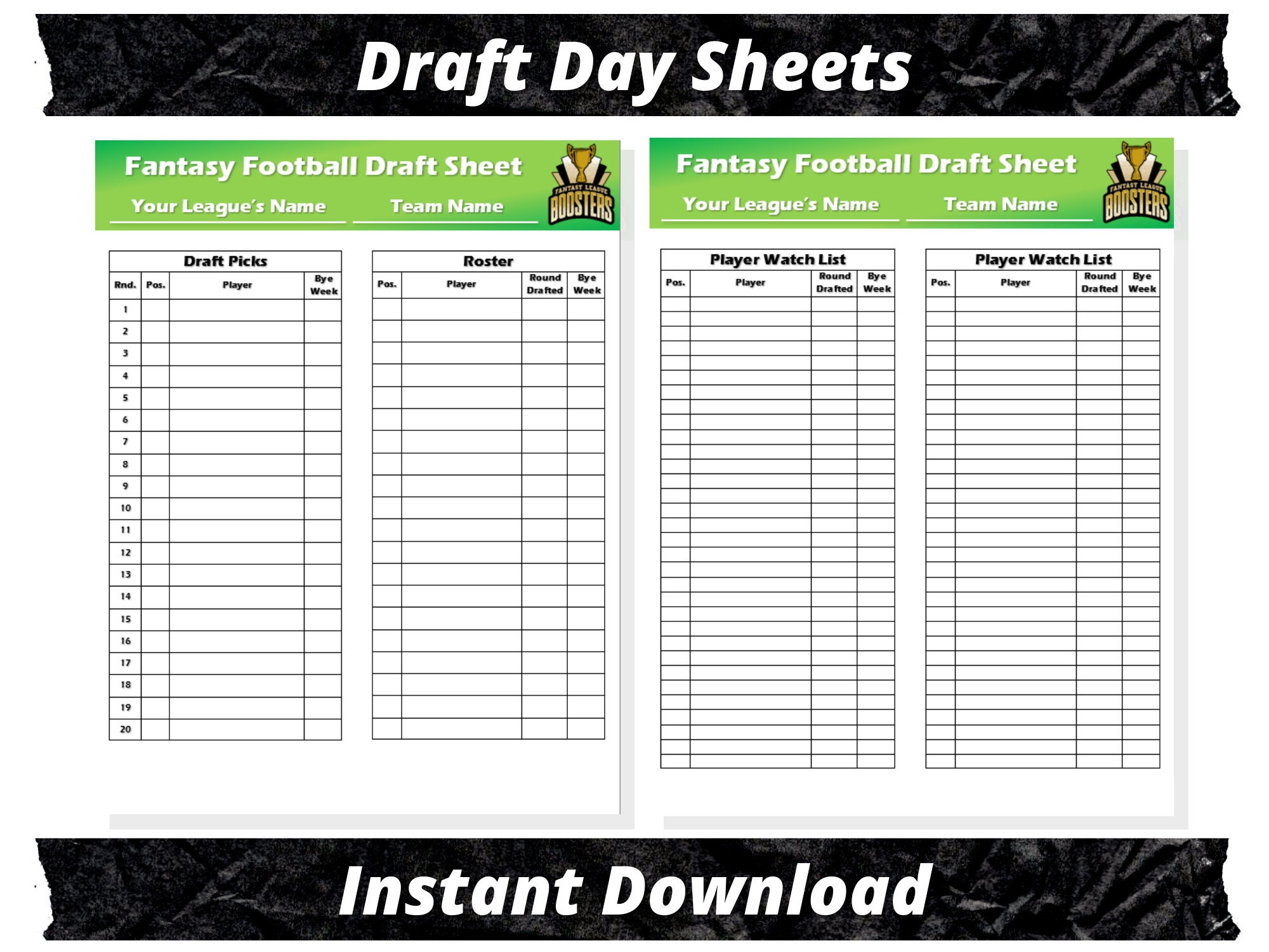 Fantasy Football Draft Sheets Saison 2024 Microsoft Word-Sofort within Free Fantasy Football Printable Draft Sheets