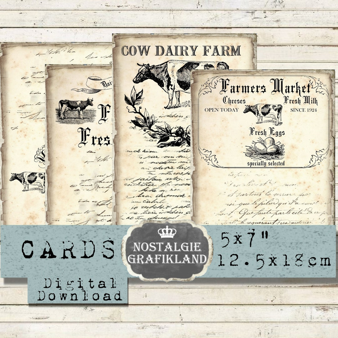 Farm Digital Cards Farming Papers Printable Vintage Cow Farmers for Free Milk Coupons Printable