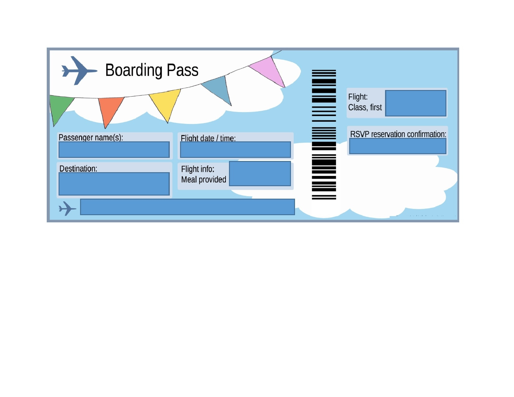 Fill In Blank Free Editable Airline Ticket Template - Printable in Free Printable Airline Ticket Template