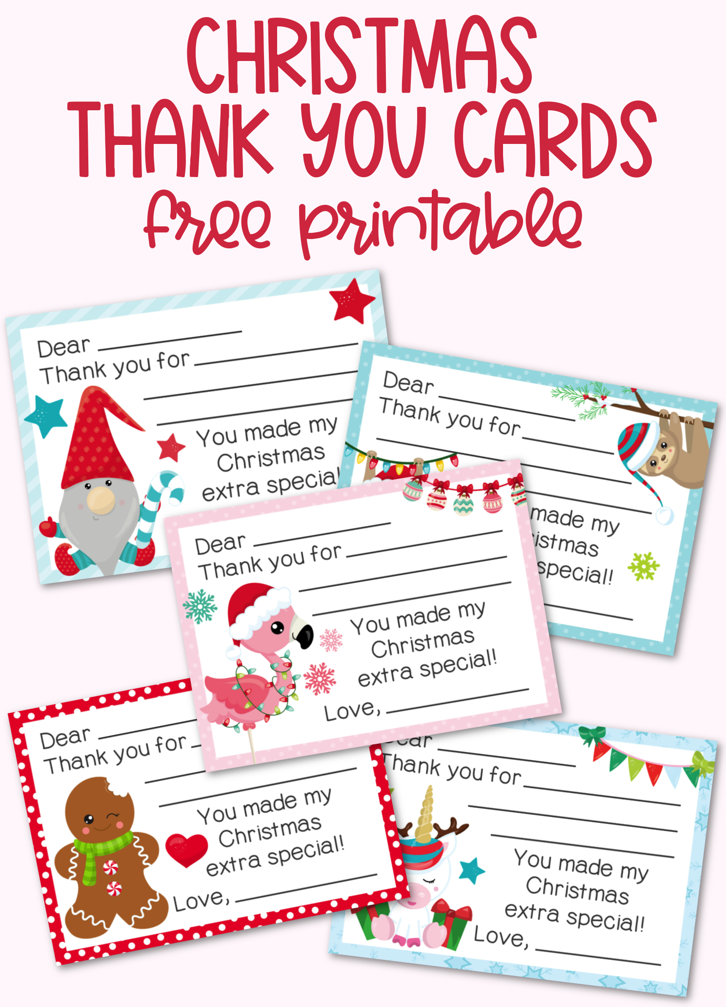 Fill-In-The-Blank Christmas Thank You Cards Free Printable with regard to Fill In The Blank Thank You Cards Printable Free