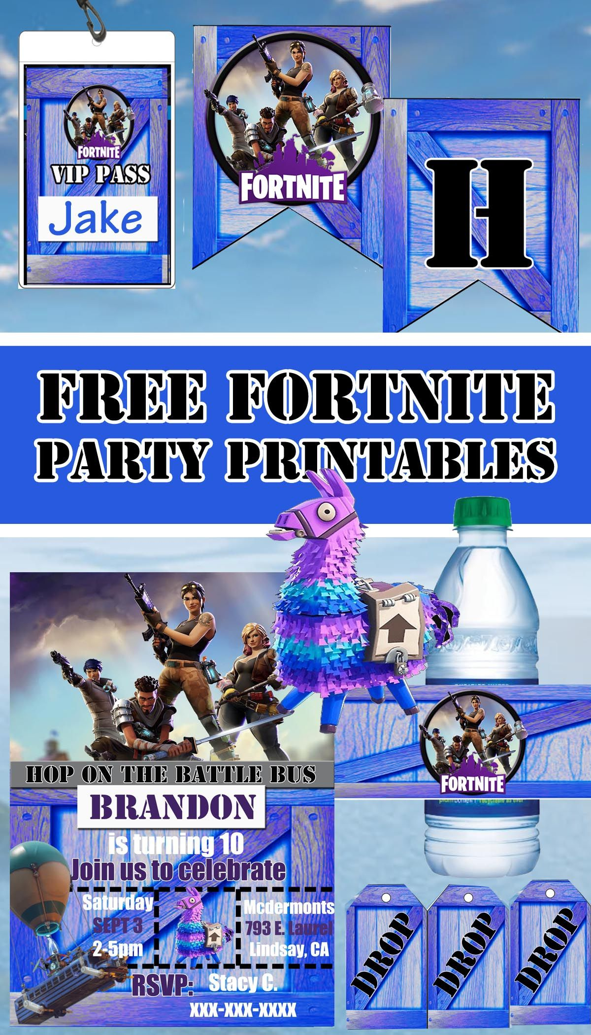 Fortnite Birthday Party Printables | Birthday Party Printables in Free Fortnite Party Printables