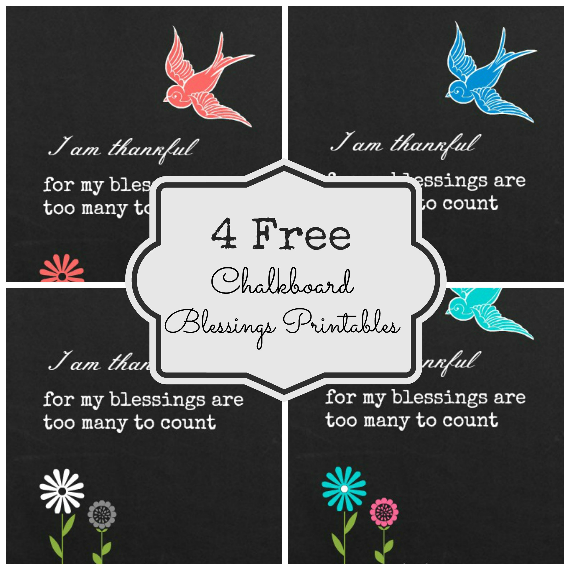 Four Free Chalkboard Printables {Thankful Blessings} - Fox Hollow within Free Chalkboard Printables