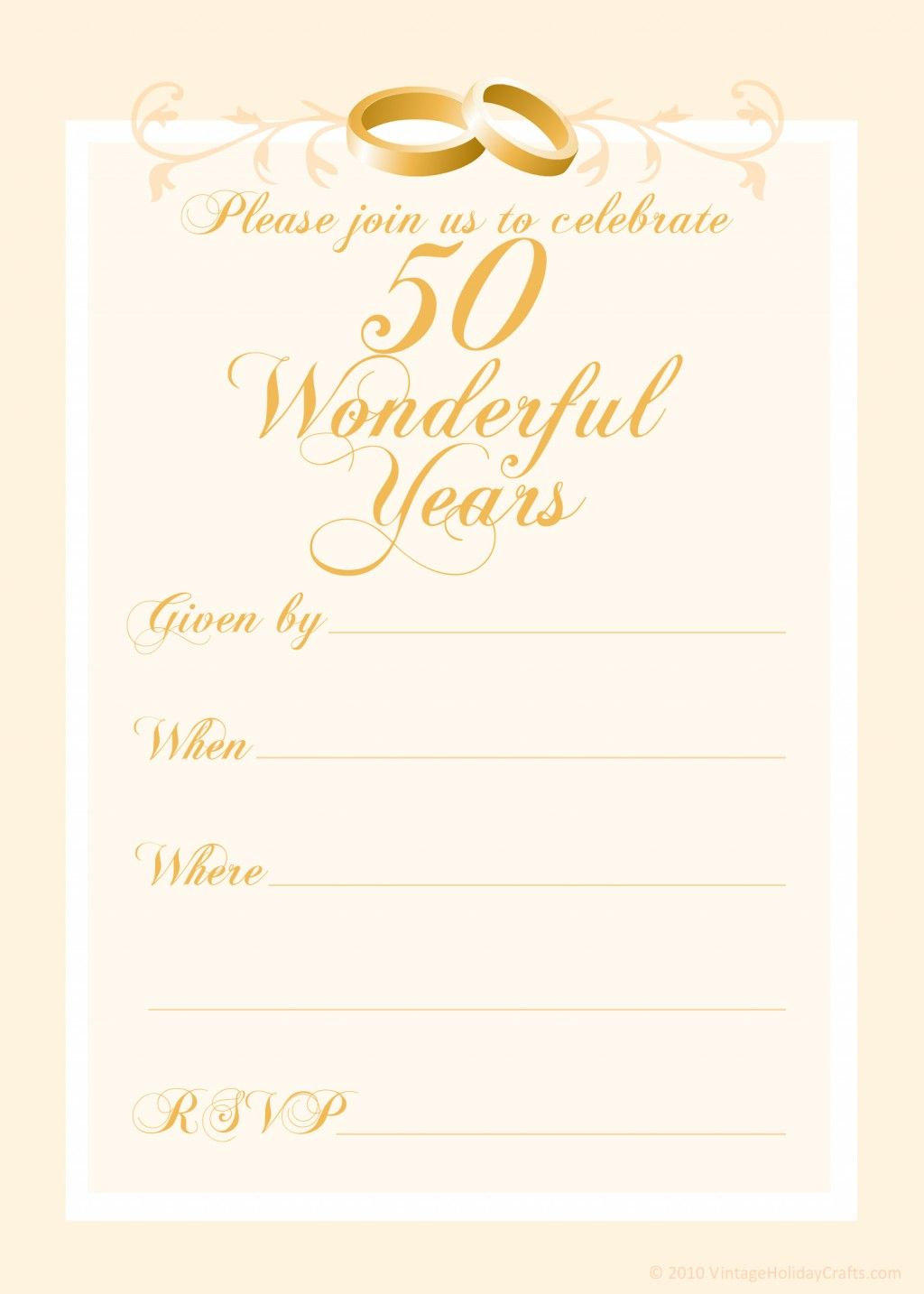 Free 50Th Wedding Anniversary Invitations Templates | 50Th throughout Free 50Th Anniversary Printables