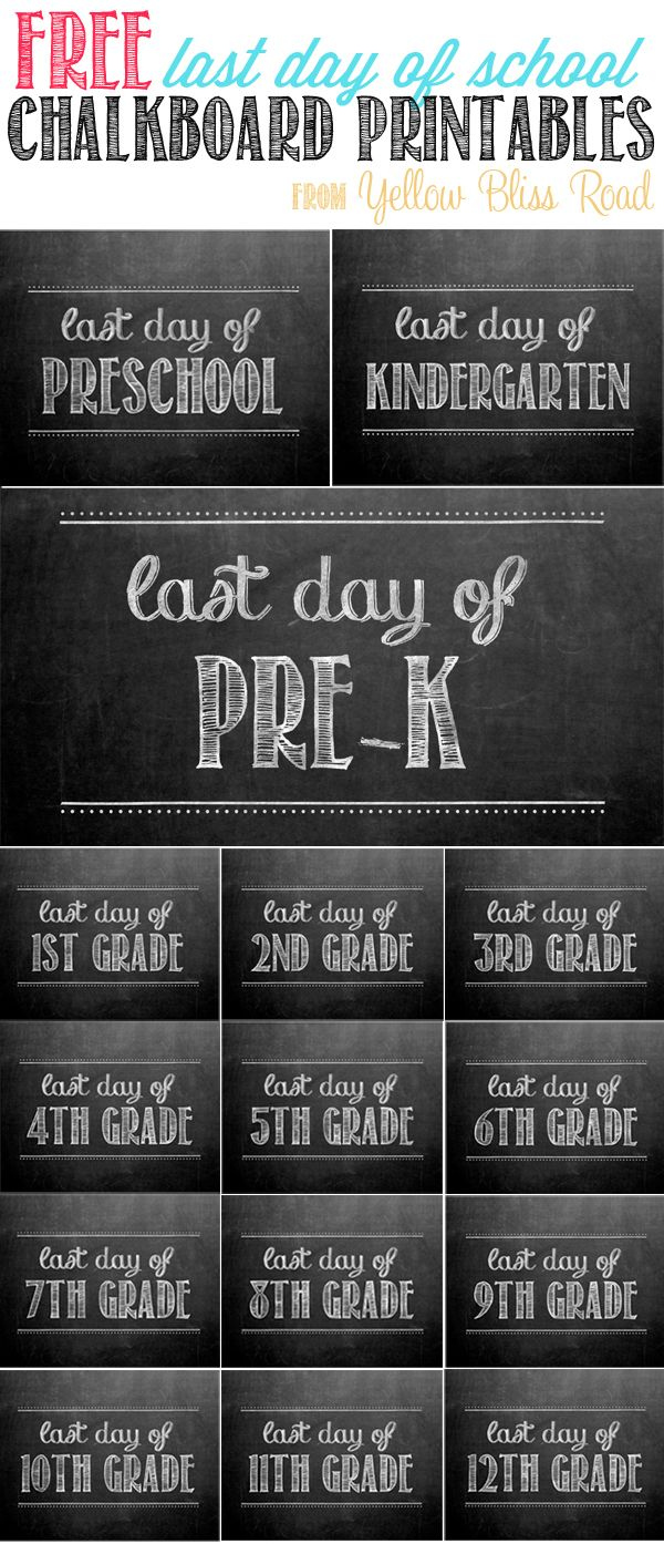 Free 8X10 Chalkboard Printables For The Last Day Of School Photos in Free Chalkboard Printables