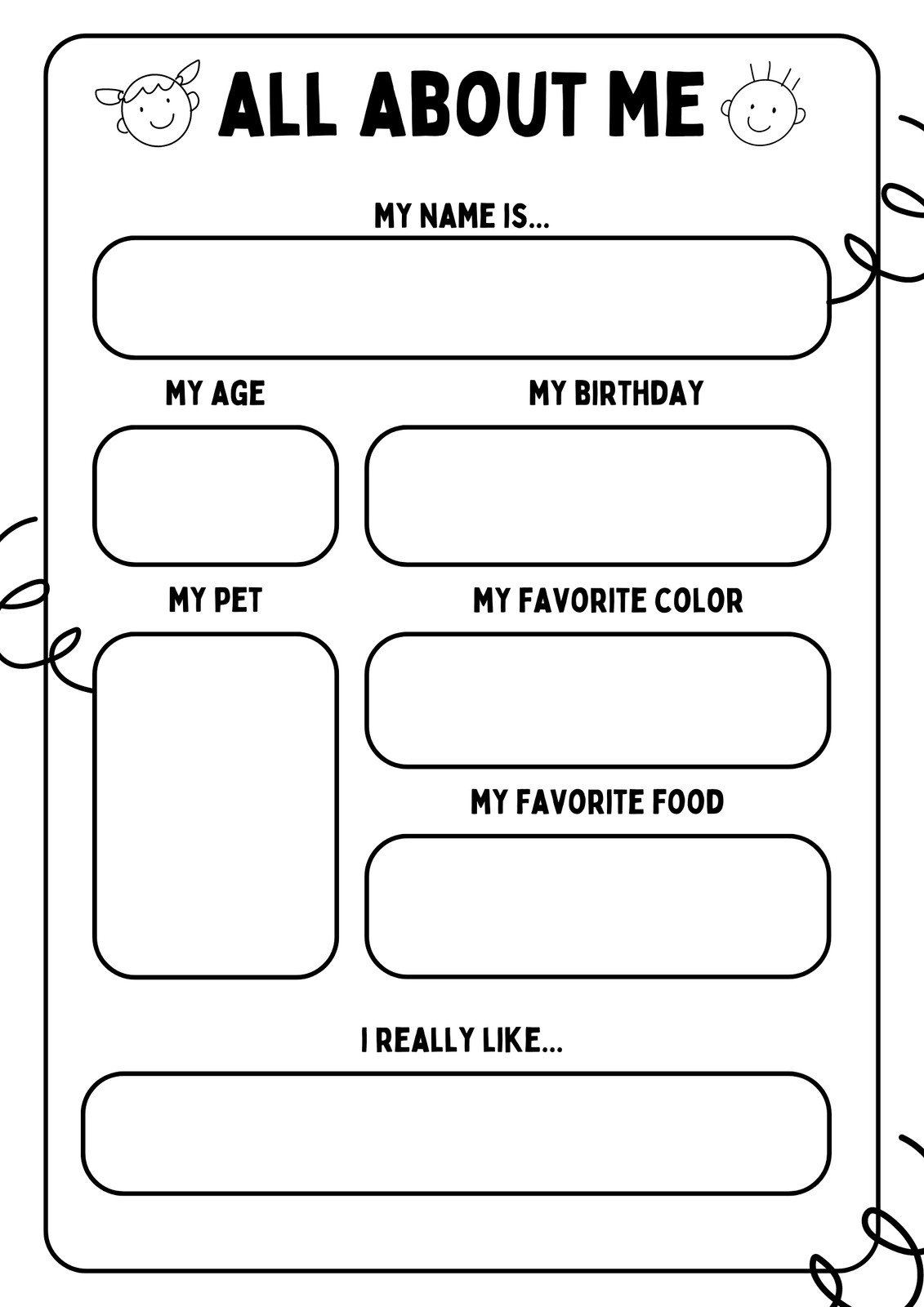 Free And Printable All About Me Worksheet Templates | Canva regarding All About Me Free Printable