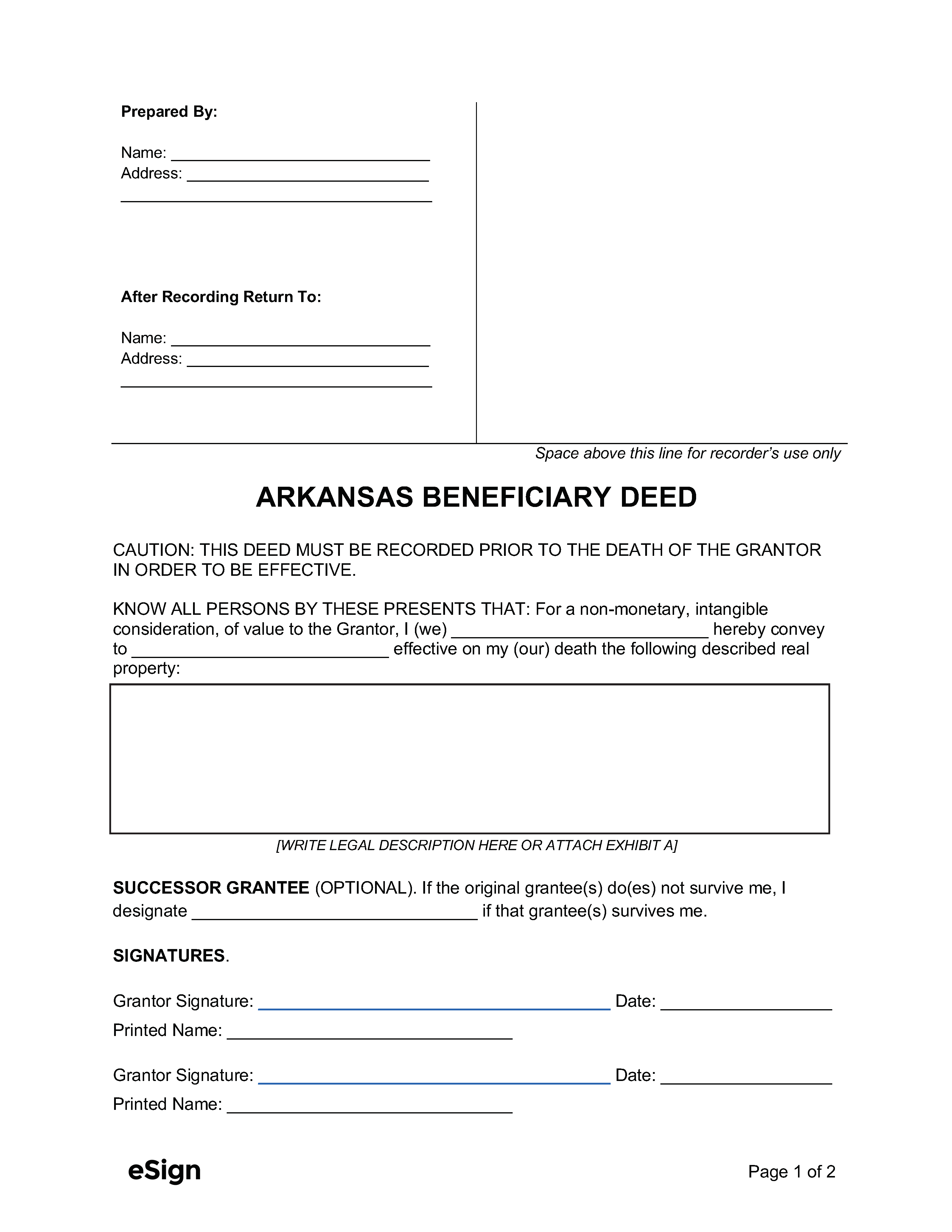 Free Arkansas Beneficiary Deed Form | Pdf | Word with regard to Free Printable Beneficiary Deed