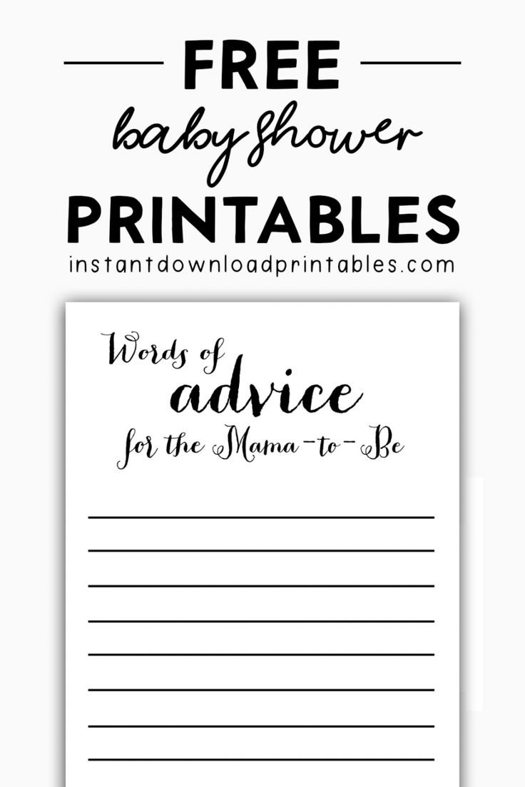 Free Baby Shower Black And White Printables - Instant Download with Free Printable Baby Advice Cards