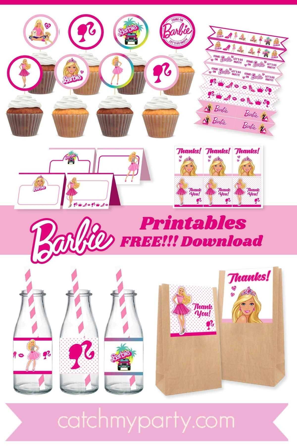 Free Barbie &amp;quot;Let&amp;#039;S Go Party&amp;quot; Printables! | Catch My Party intended for Free Party Printables