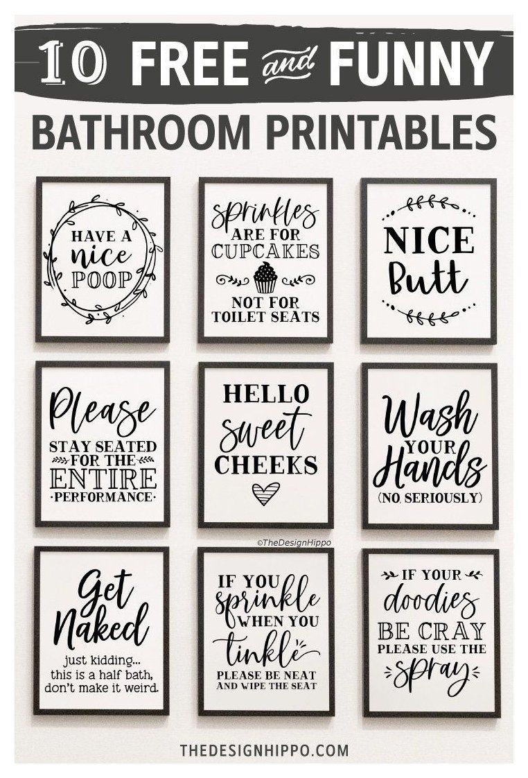 Free Bathroom Decor Printables - Set Of 10 Funny Quotes #Bathroom pertaining to Free Funny Bathroom Printables