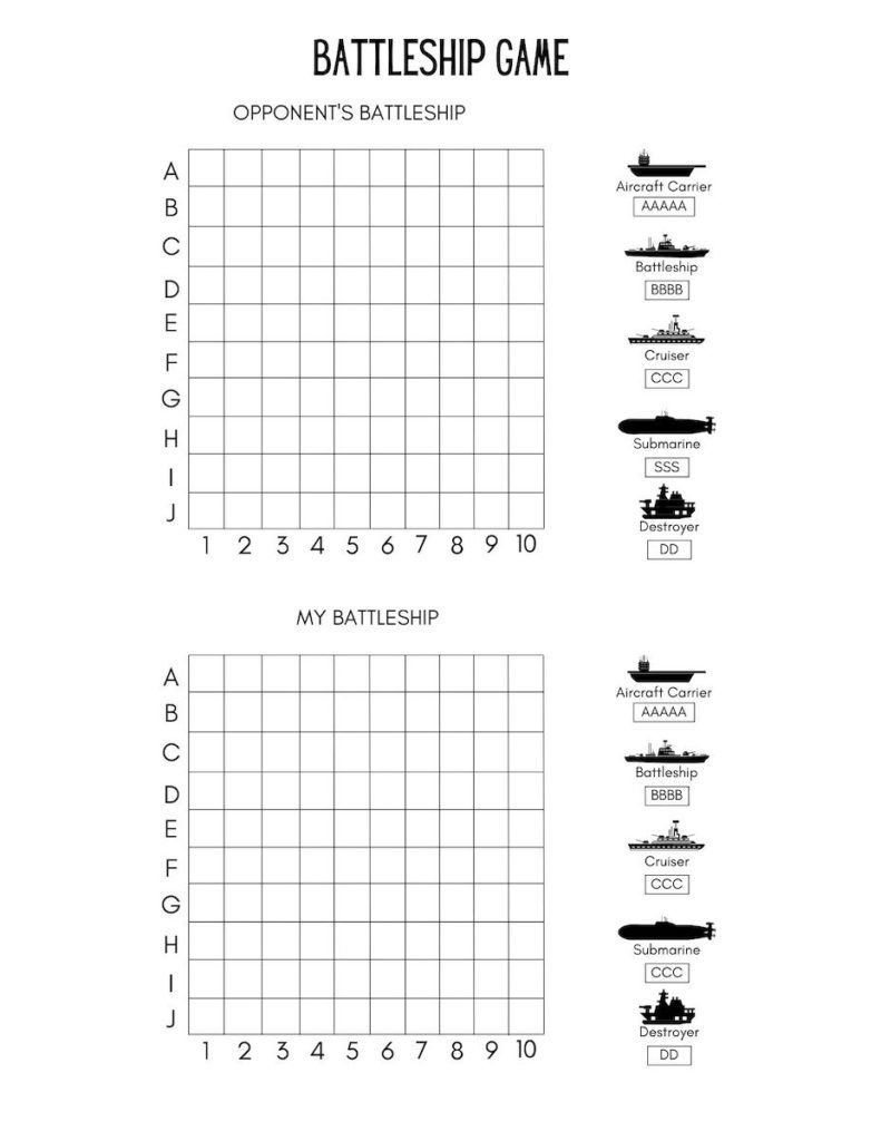 Free Battleship Printable Pdf | Paper Games For Kids, Printable intended for Free Printable Battleship Game