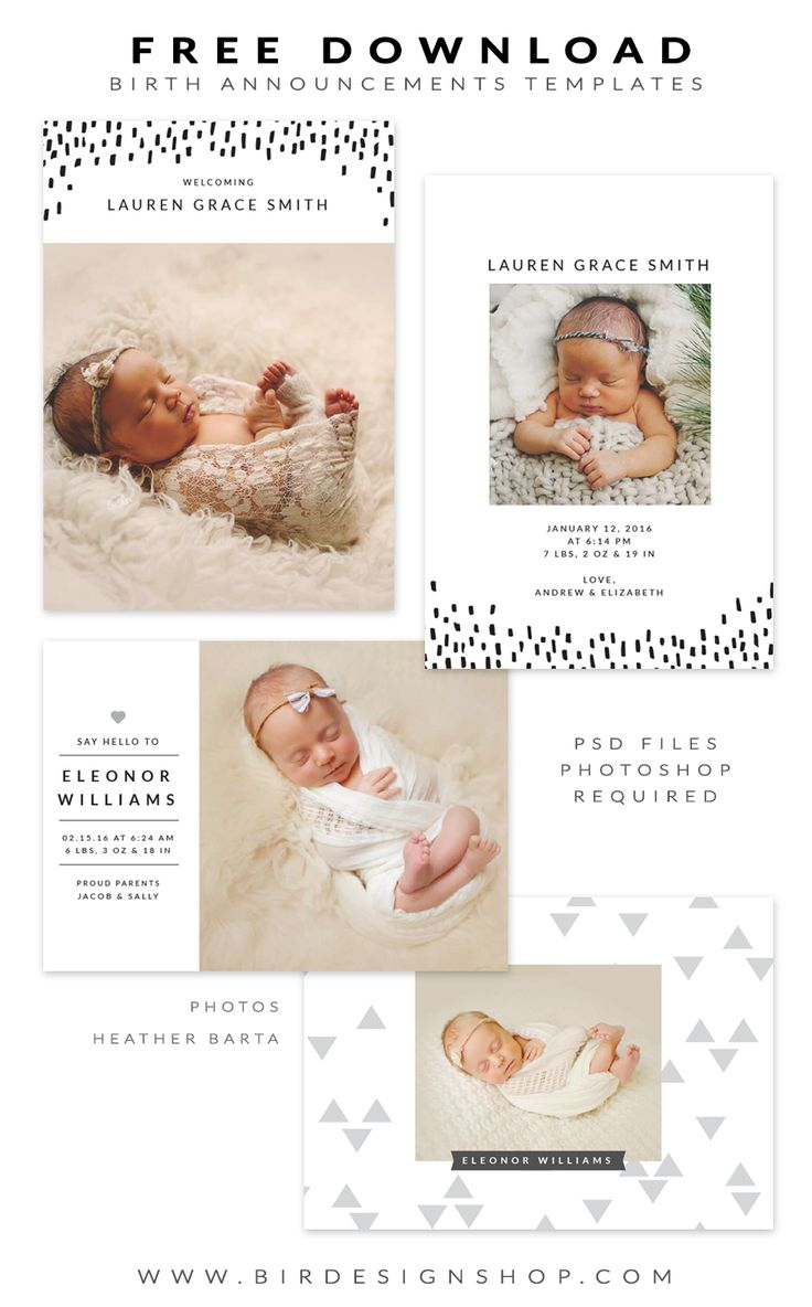 Free Birth Announcements Templates - January Freebie | Birth within Free Printable Baby Birth Announcement Cards