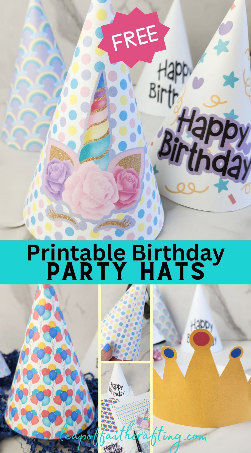 Free Birthday Hats Printable (7 Party Hat Templates!) | Party Hat for Free Printable Birthday Party Hats