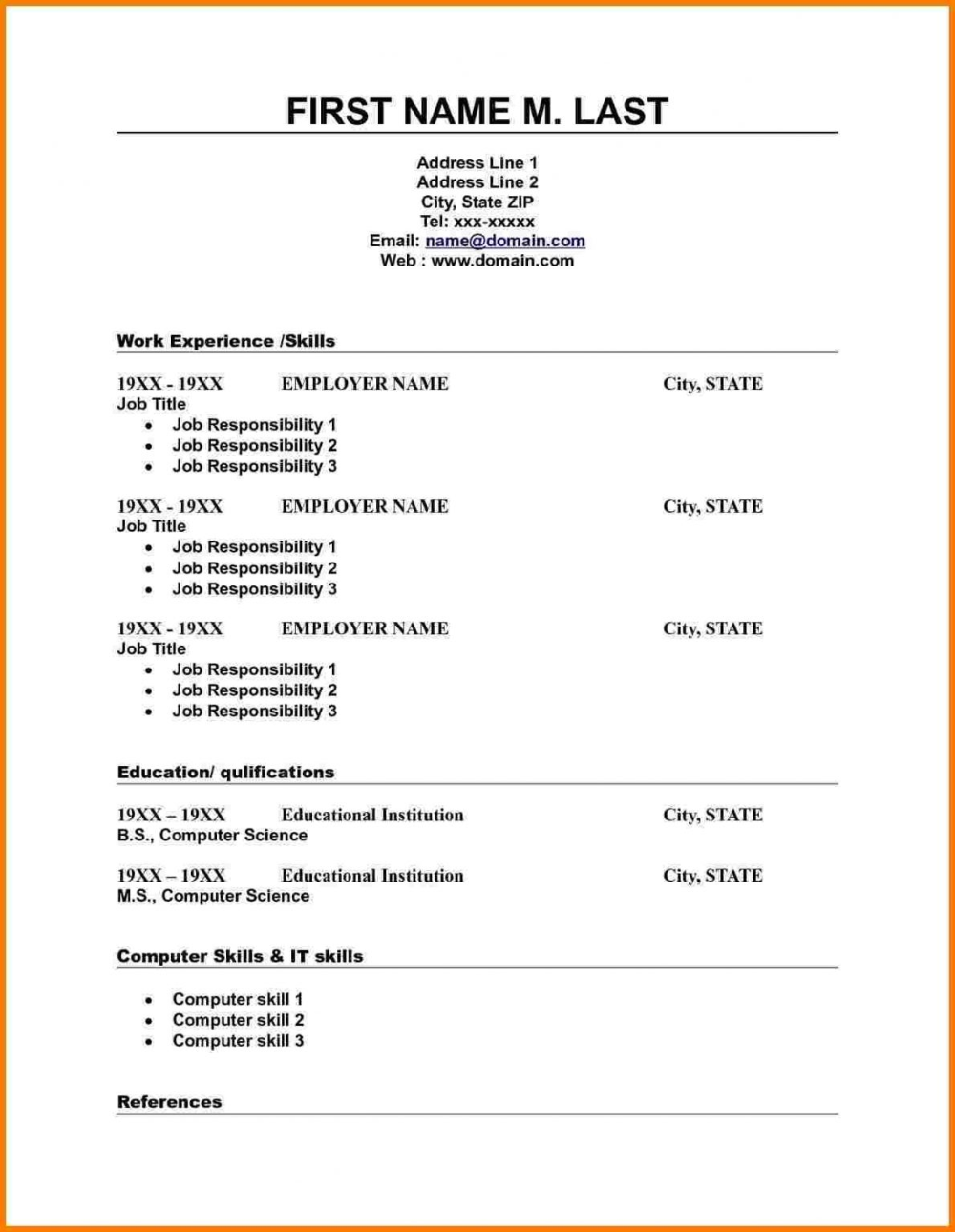 Free Blank Resume Templates Microsoft Word Unique Free Printable regarding Free Online Resume Templates Printable