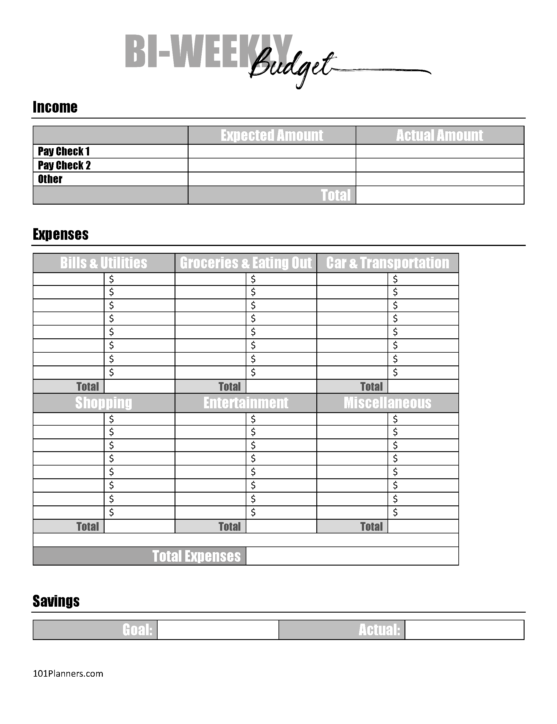 Free Budget Sheet Template | Printable And Editable regarding Free Printable Bi Weekly Budget Template