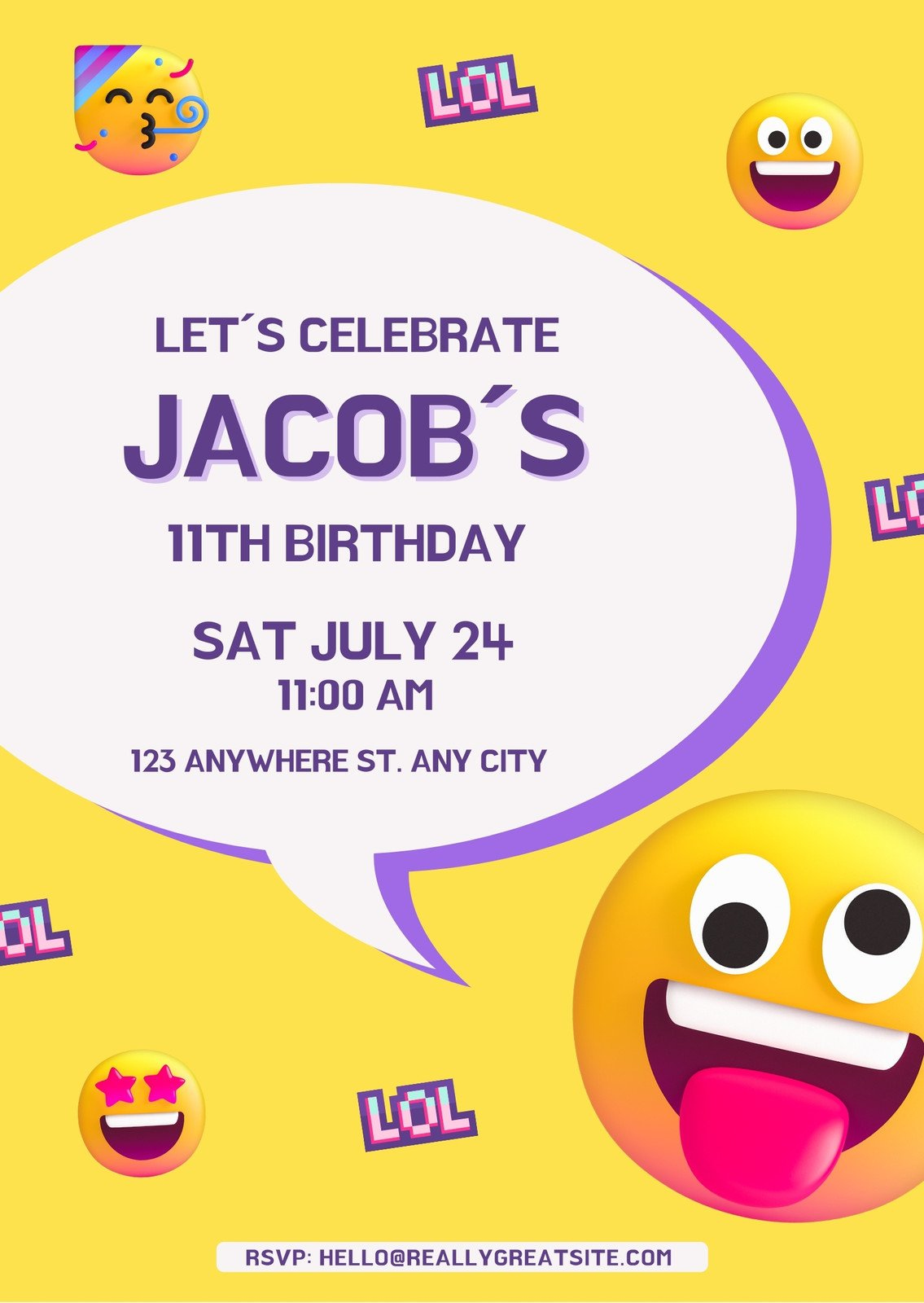 Free Custom Printable Emoji Party Invitation Templates | Canva for Emoji Invitations Printable Free