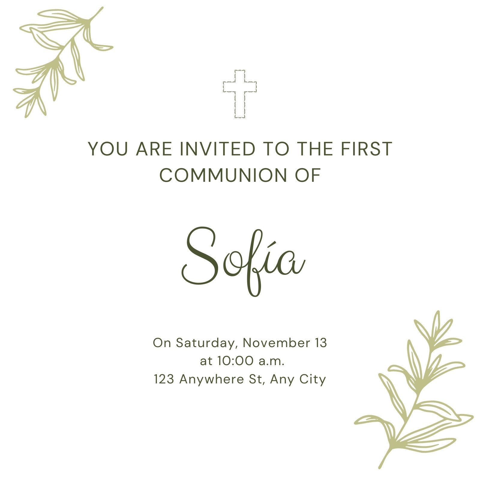 Free Custom Printable First Communion Invitation Templates | Canva for Free Printable 1St Communion Invitations