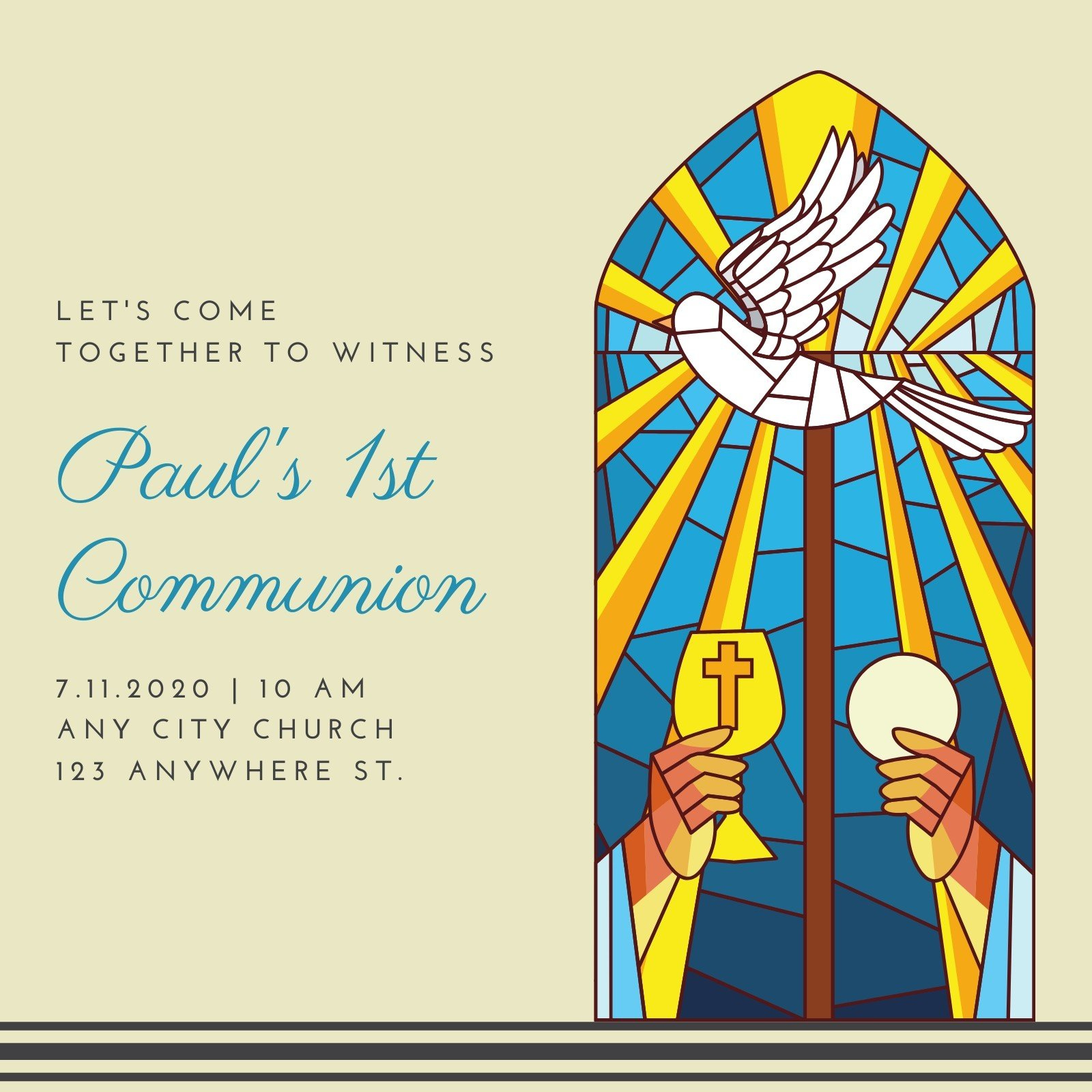 Free Custom Printable First Communion Invitation Templates | Canva pertaining to Free Printable 1St Communion Invitations