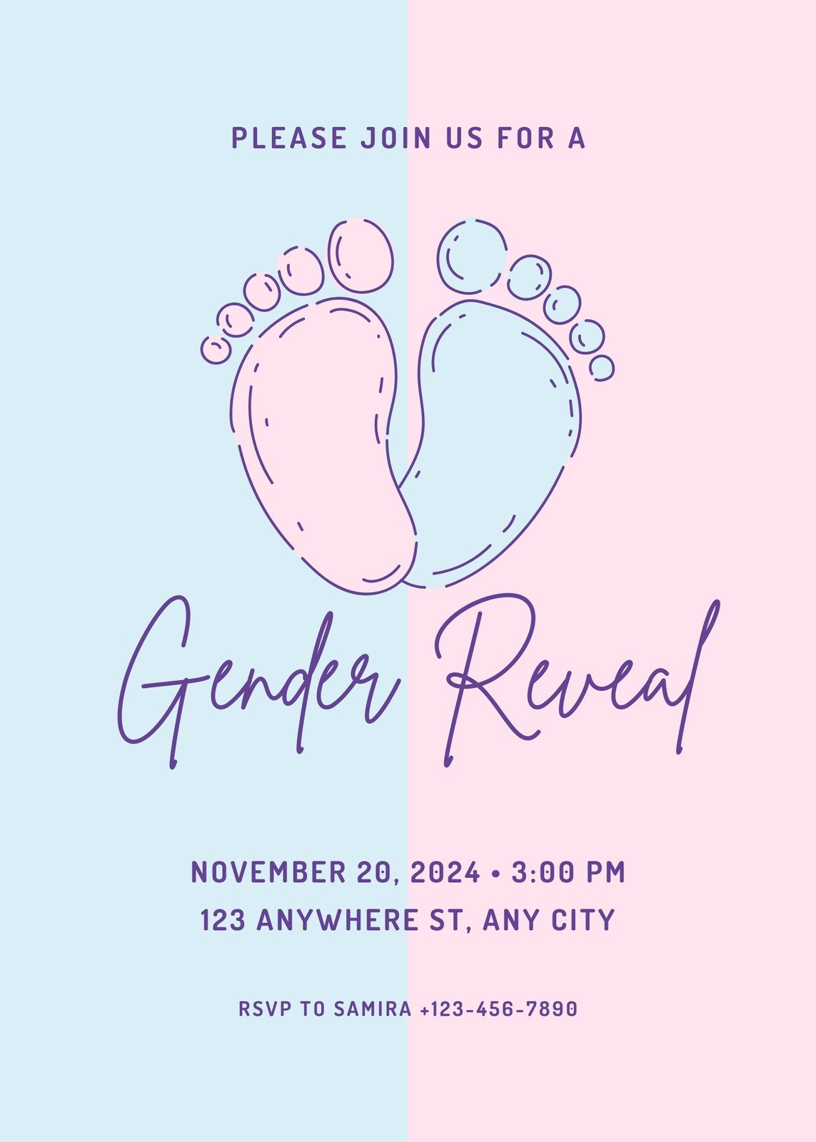 Free Custom Printable Gender Reveal Invitation Templates | Canva inside Free Gender Reveal Printables