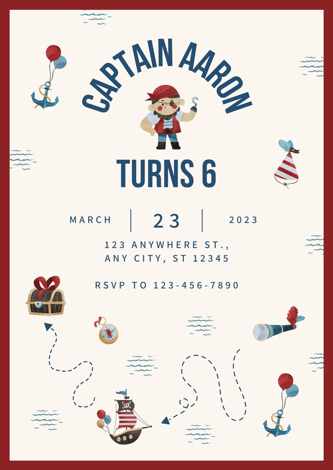 Free Custom Printable Pirate Party Invitation Templates | Canva for Free Pirate Birthday Party Printables