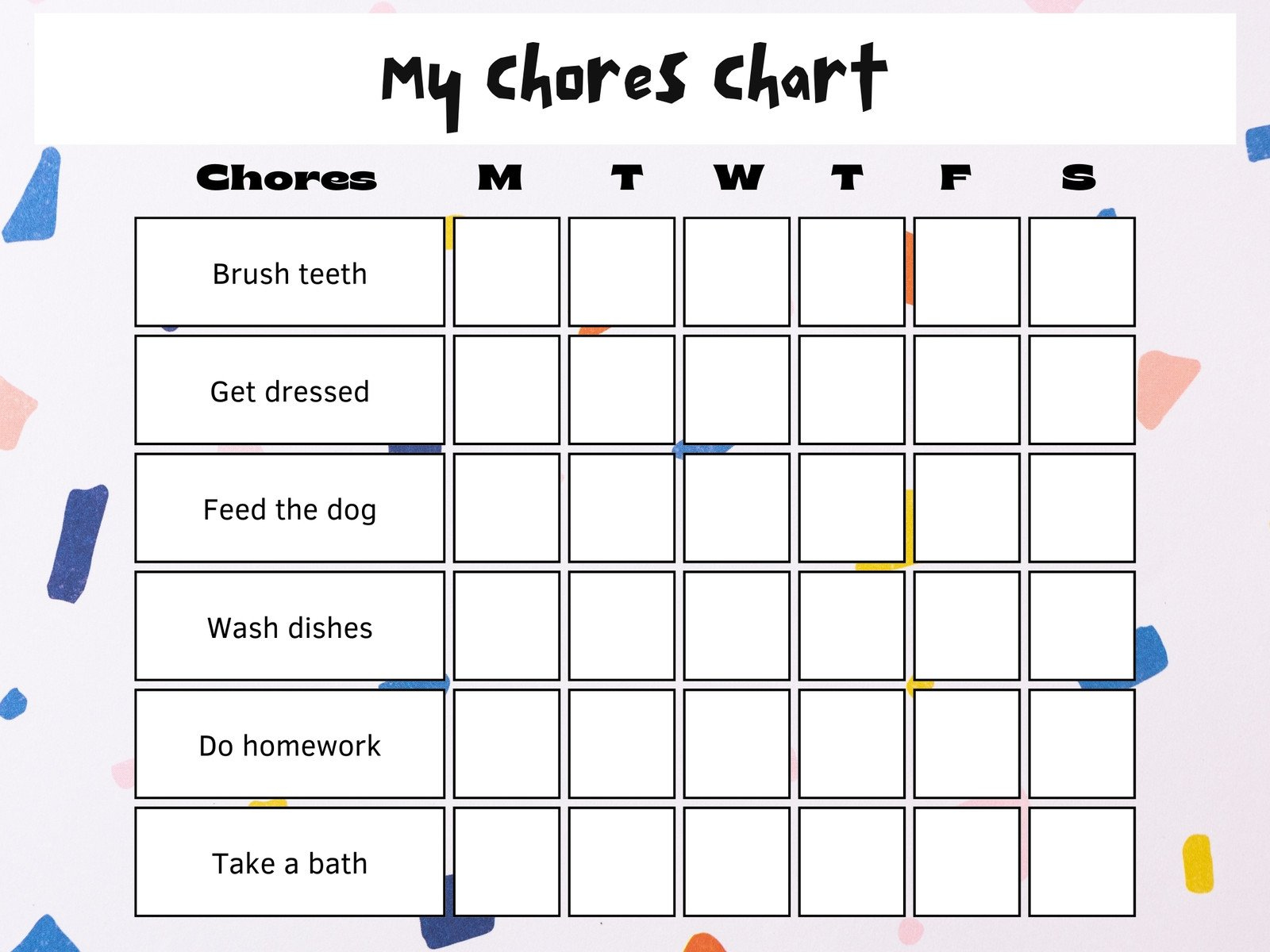 Free Customizable Chore Chart Templates To Print | Canva intended for Charts Free Printable