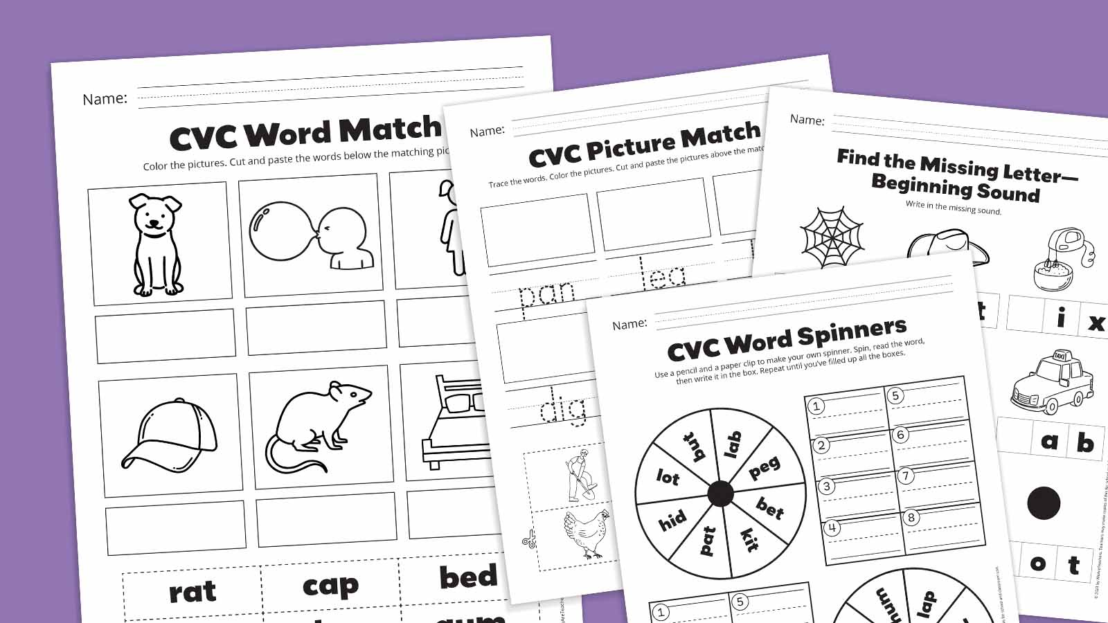 Free Cvc Words Worksheets Bundle For Emerging Readers with Cvc Words Worksheets Free Printable