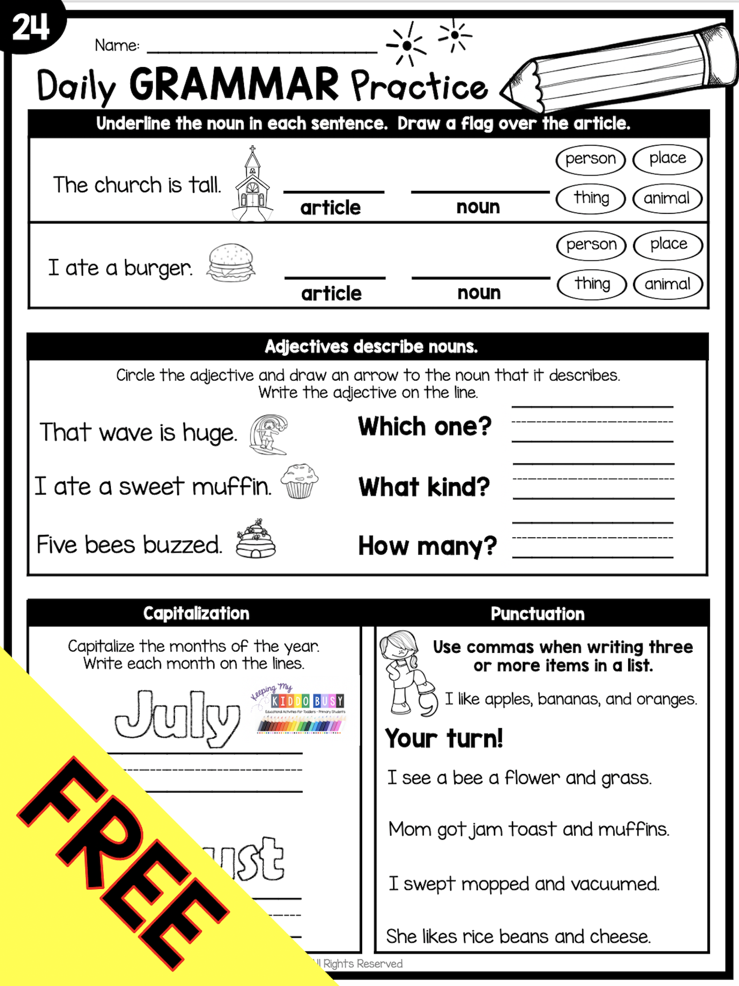 Free Daily Grammar Worksheets And Daily Review | Essay Writing throughout Daily Language Review Grade 5 Free Printable