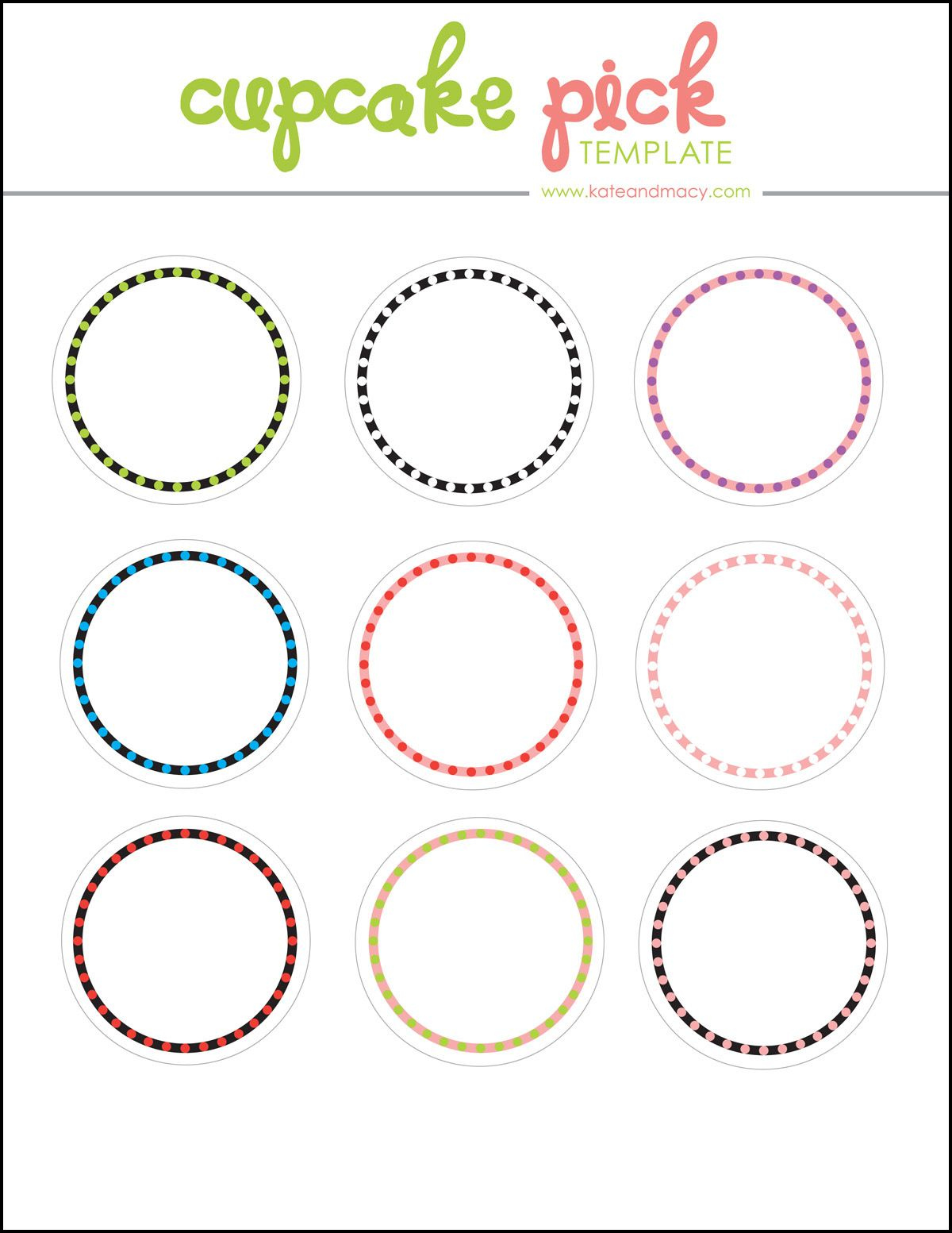 Free Digital Cupcake Pick Topper Template | Cupcake Toppers with Cupcake Topper Templates Free Printable