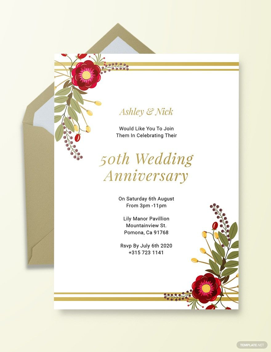 Free Free 50Th Anniversary Invitation &amp;amp; Examples Template regarding Free 50th Anniversary Printables