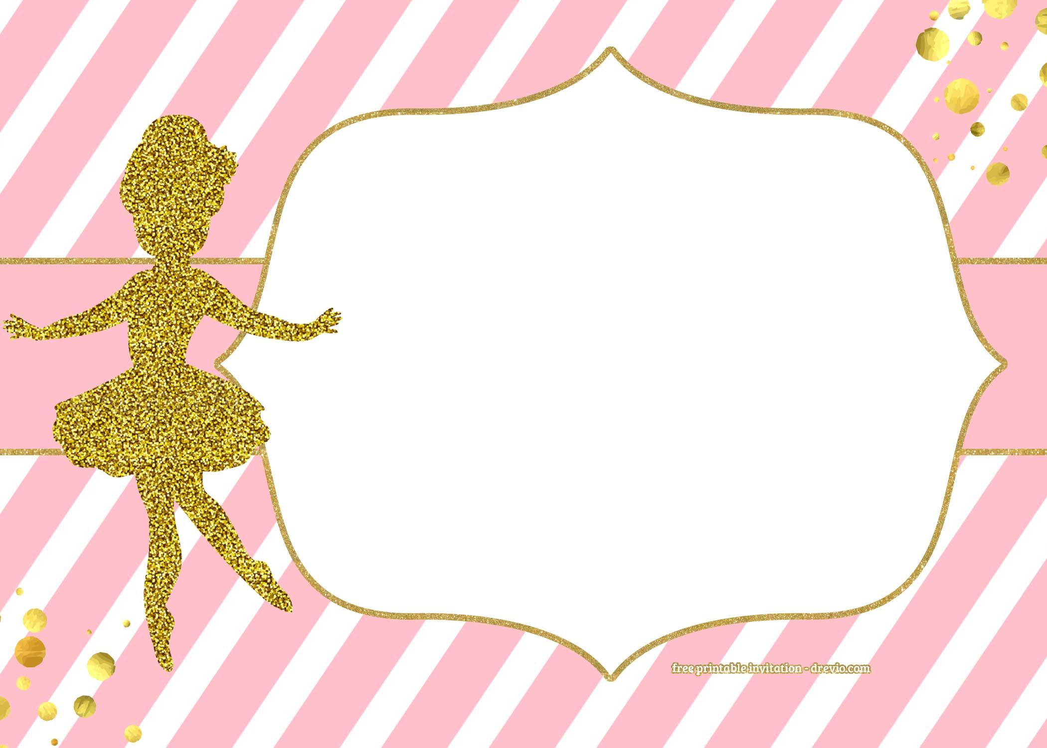 Free Golden Ballerina Birthday Invitation Templates | Printable intended for Free Printable Ballerina Birthday Invitations