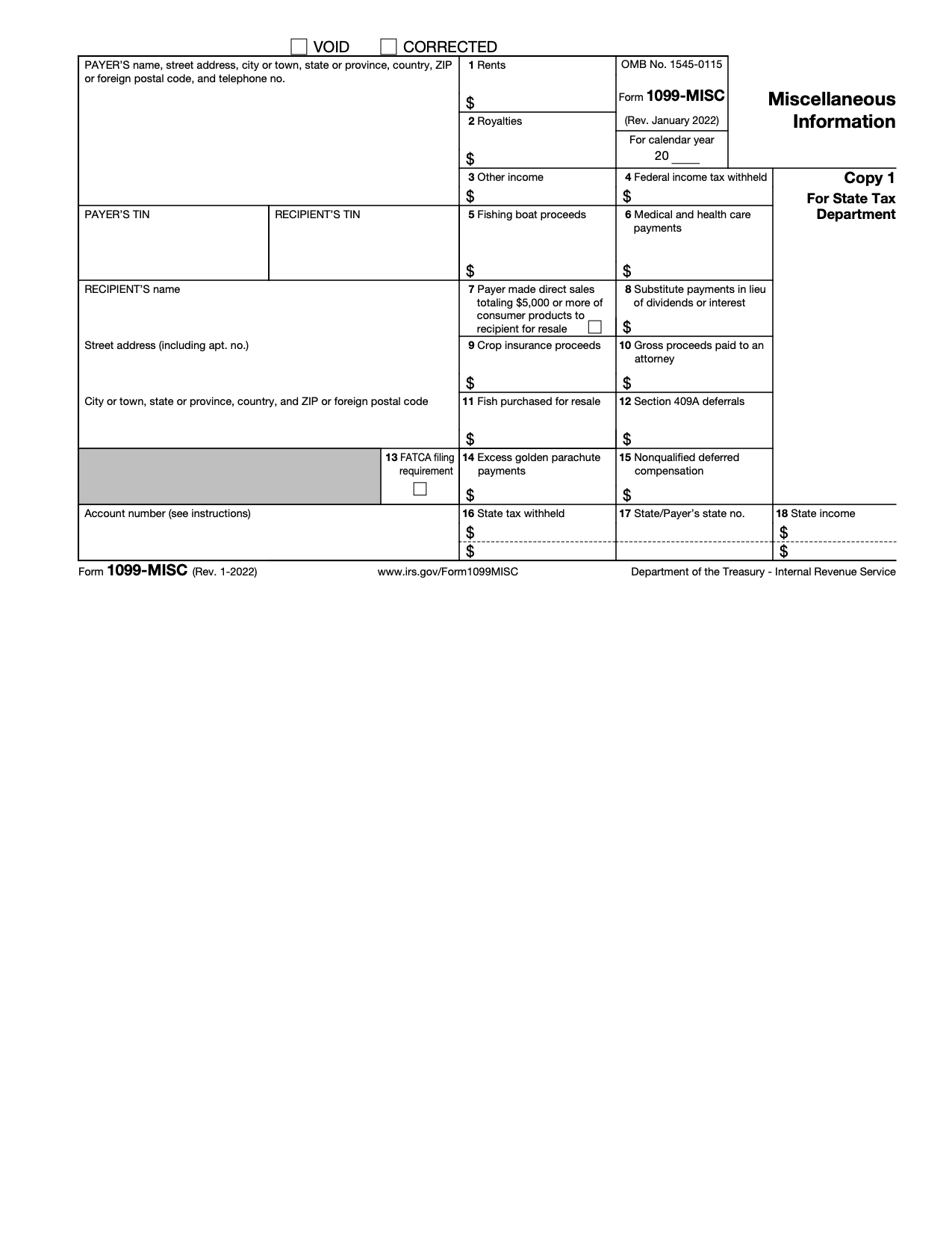 Free Irs 1099 Form - Pdf – Eforms throughout Free Printable 1099 Form