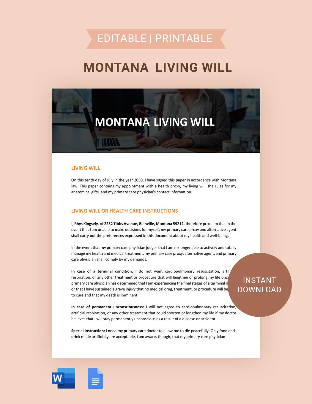 Free Living Will Template - Download In Word, Google Docs inside Free Online Printable Living Wills