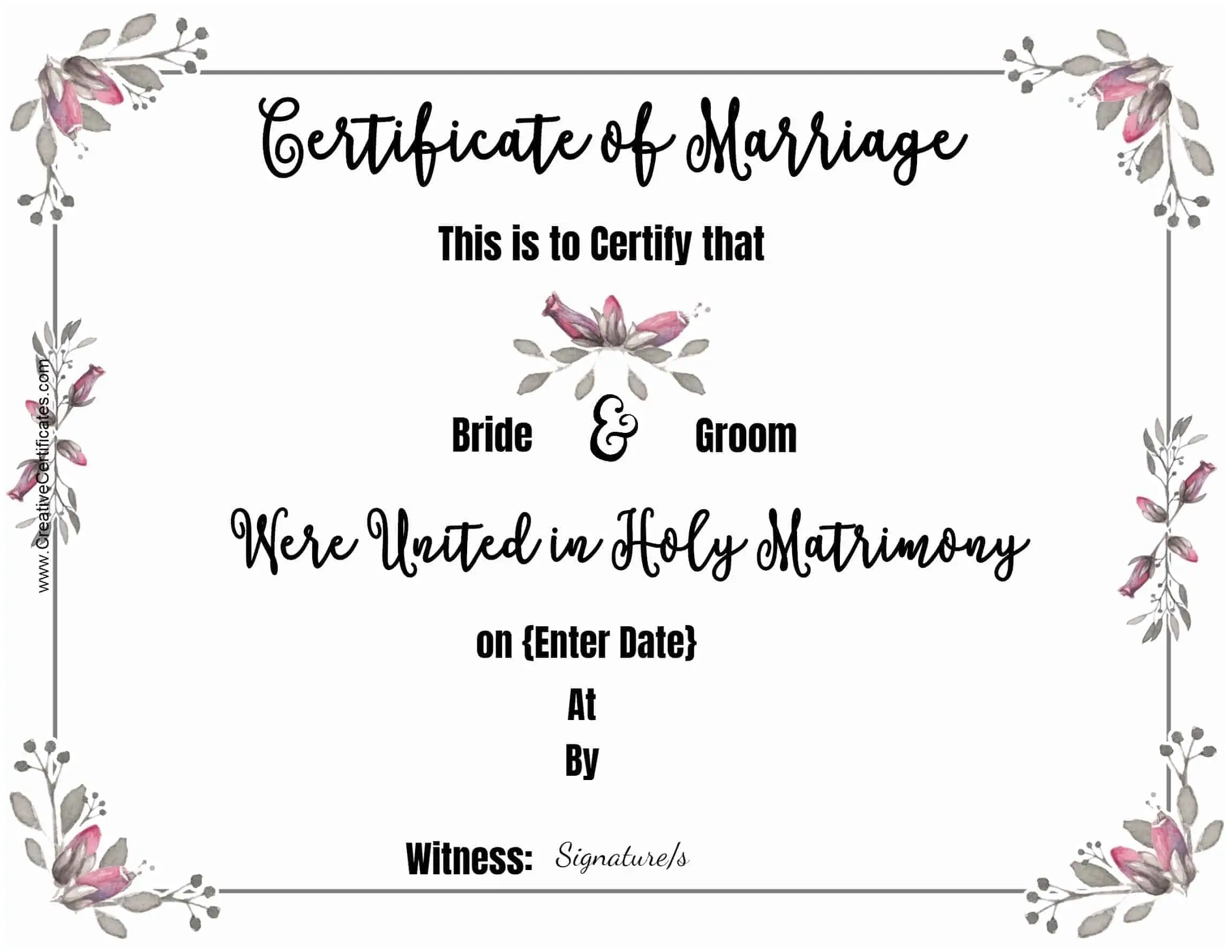 Free Marriage Certificate Template | Customize Online Then Print in Fake Marriage Certificate Printable Free