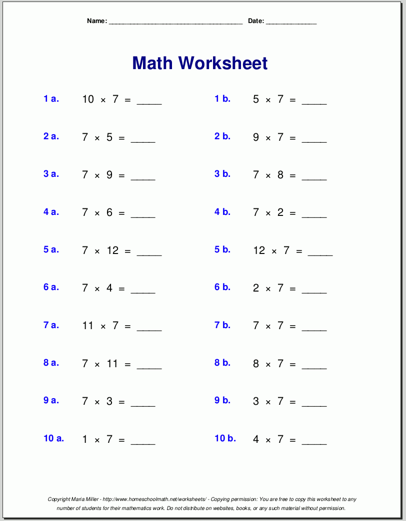 Free Math Worksheets for Free Math Printables